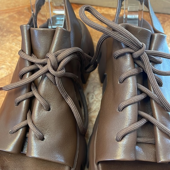 NIB    HZM | Coffee Lace-Up Super Soft Leather Platform Sandal   ZL840 - Picture 9 of 12